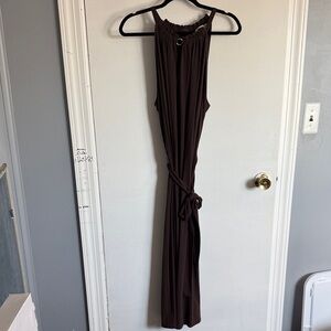 Michael Kors Brown Sleeveless Maxi Dress with Tie